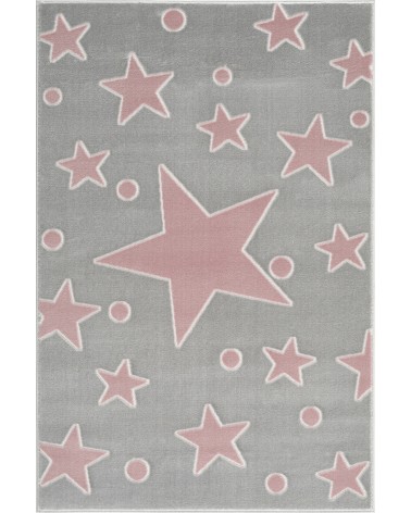 Gyerekszoba Szőnyegek LE Estrella csillagos, ezüstszürke - rózsaszín színű gyerekszőnyeg