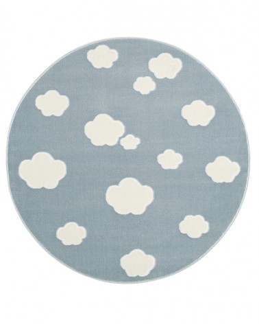 Gyerekszoba Szőnyegek LE Skycloud felhős, kék - fehér színű kör gyerekszőnyeg