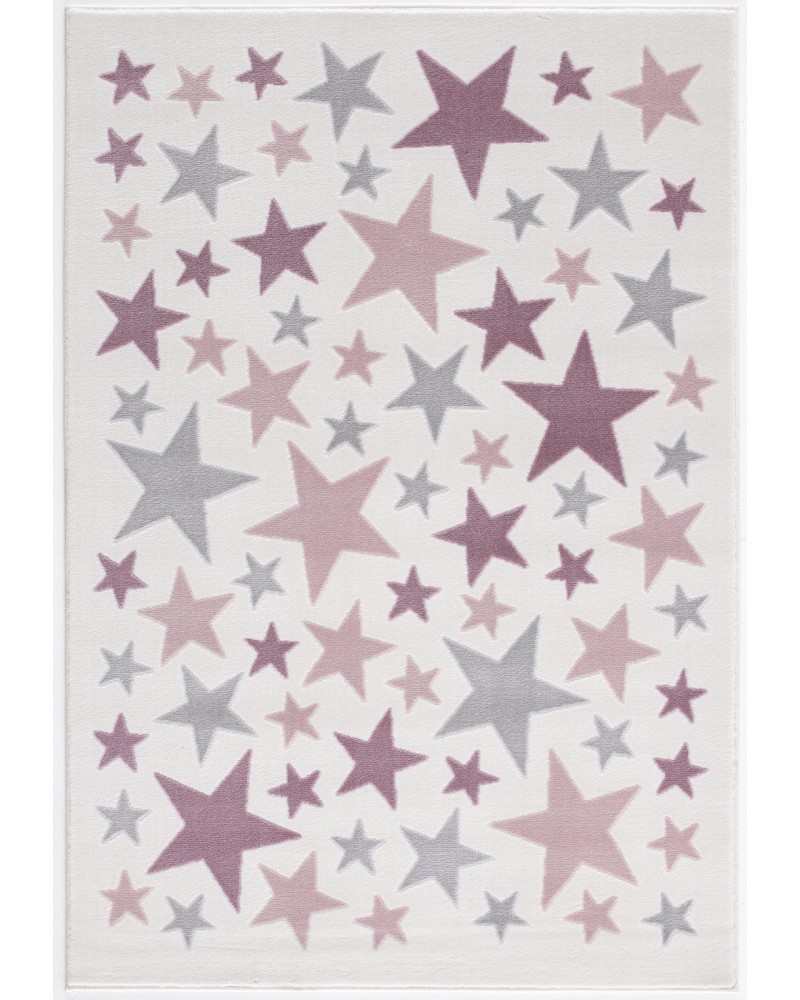 Gyerekszoba Szőnyegek LE Stella csillagos, krém - ezüstszürke - rózsaszín színű gyerekszőnyeg
